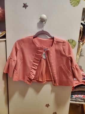 Janie and Jack Coral Ruffle Zip Front Blazer